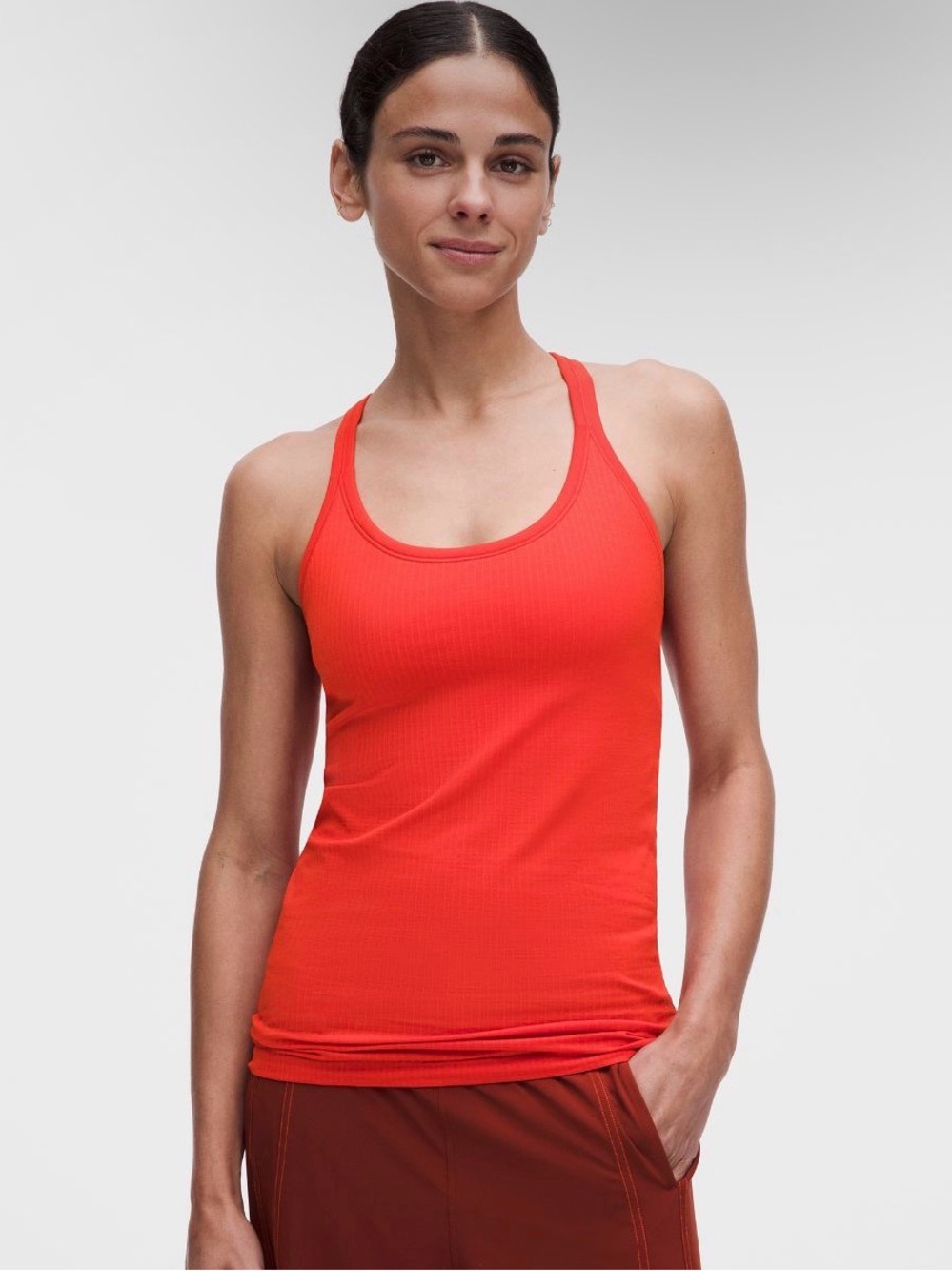 Lululemon Ebb to Street Tank Cherry Ember Ribbed Built-In Bra Size 8 NWT